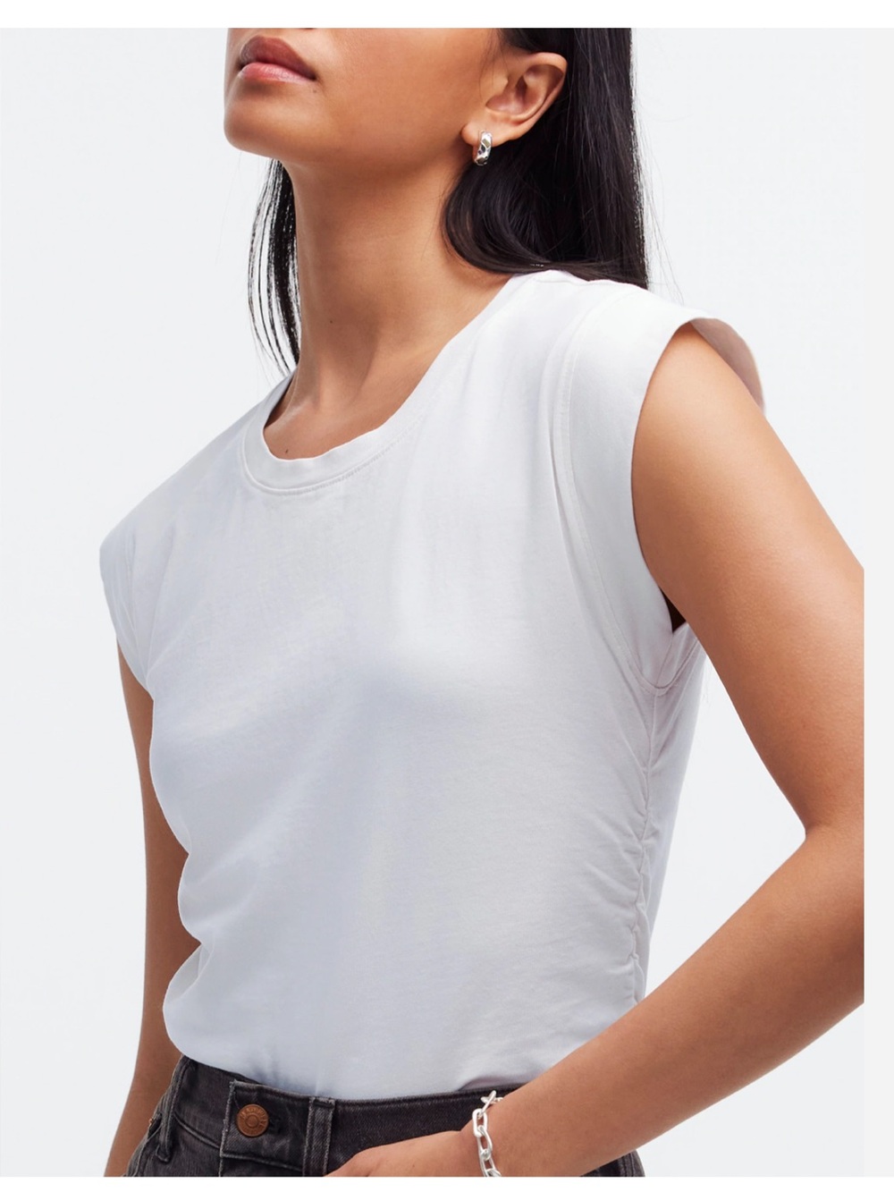 Madewell Side Cinch Muscle Tee Shirt Medium Side Ruching - Picture 6 of 11